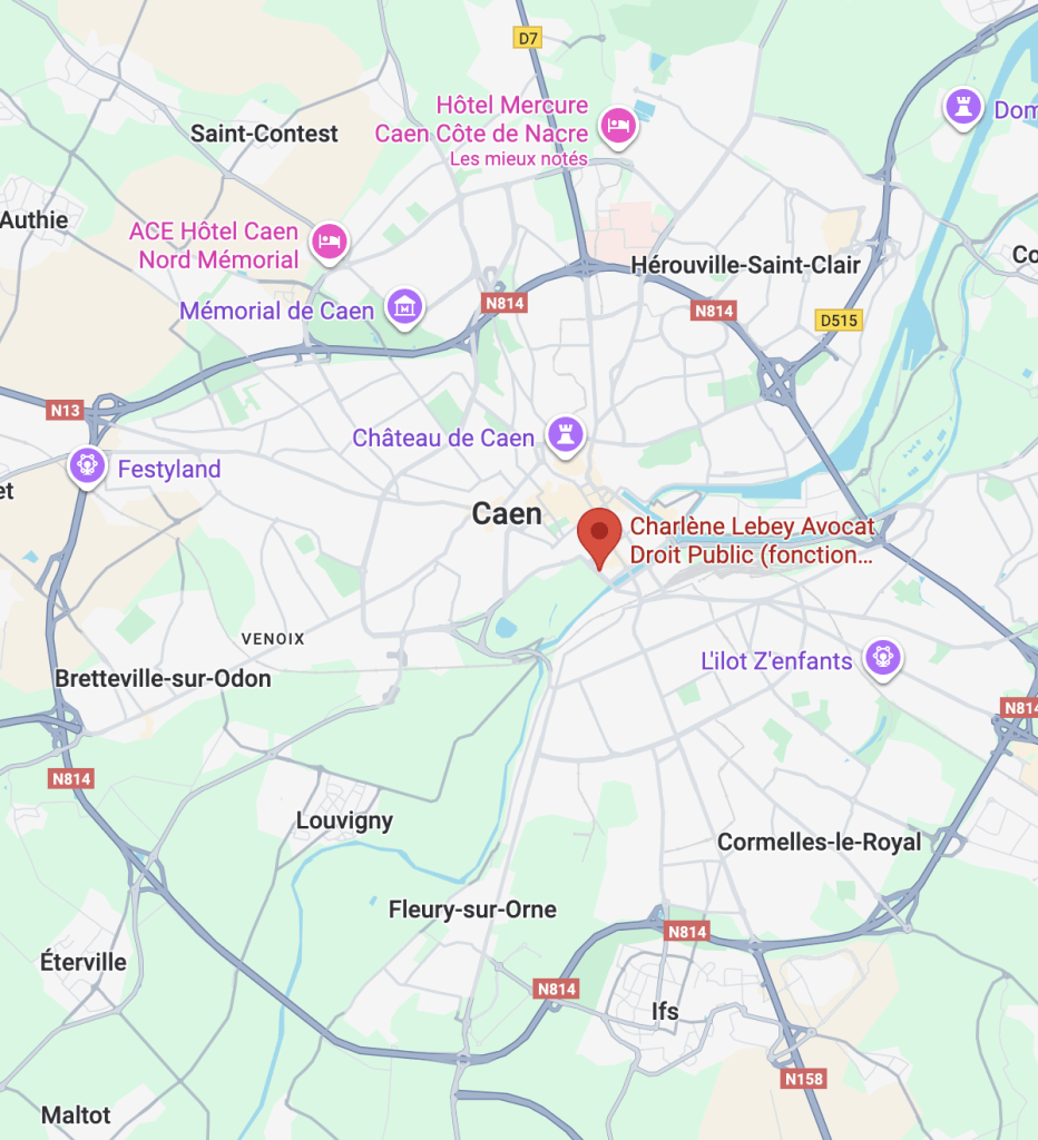Aperçu de la map google pour visualiser la position du cabinet de Maître Charlène LEBEY à Caen